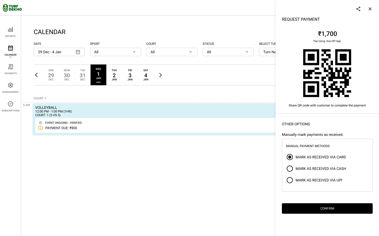 Owner dashboard showing various reports (Placeholder)